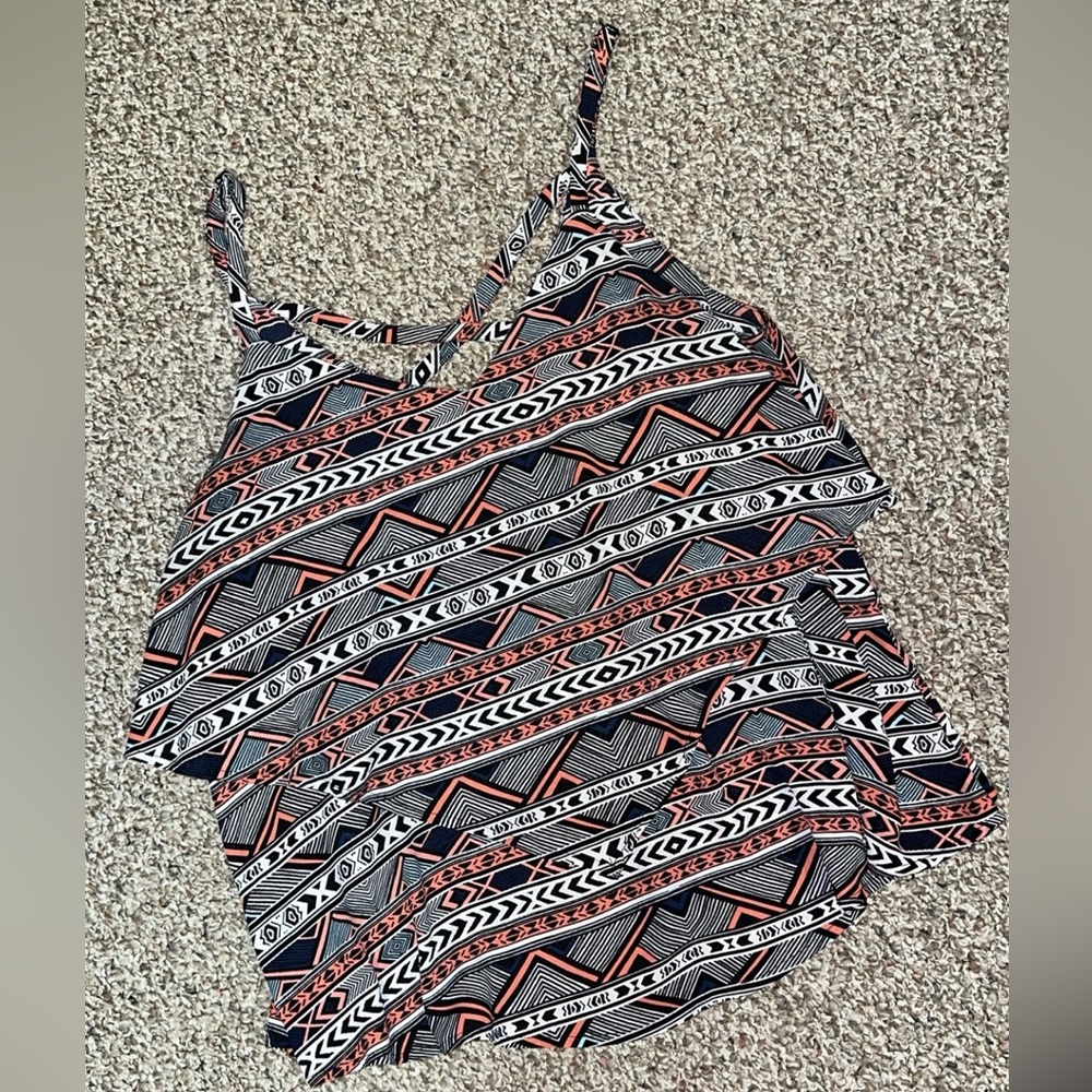 Tiered criss cross tank top